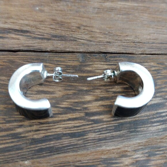 Silpada Sterling Silver Onyx Inlay Earrings - Picture 5 of 7